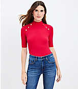 Ribbed Shoulder Button Mock Neck Sweater carousel Product Image 1