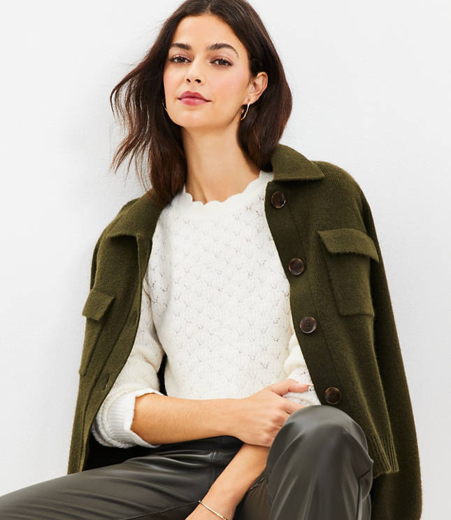 BN J. Crew Scalloped squareneck pointelle sweater $140