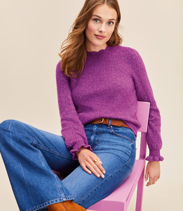 Evy Puff Sleeve Pointelle Sweater