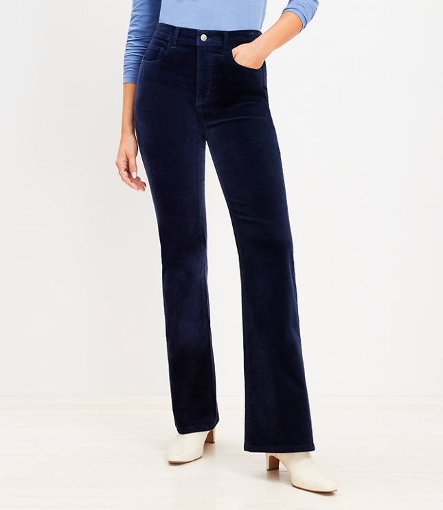 Petite Five Pocket Slim Flare Pants in Velvet