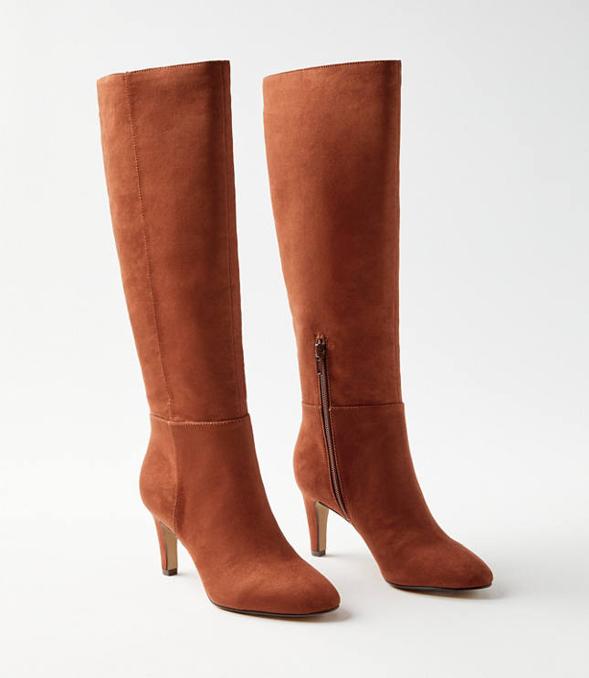 Tall brown leather outlet boots with heel