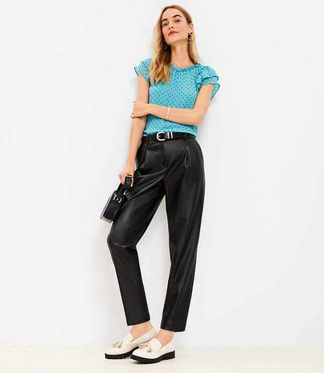 Tall Curvy Palmer Wide Leg Crop Pants in Faux Leather