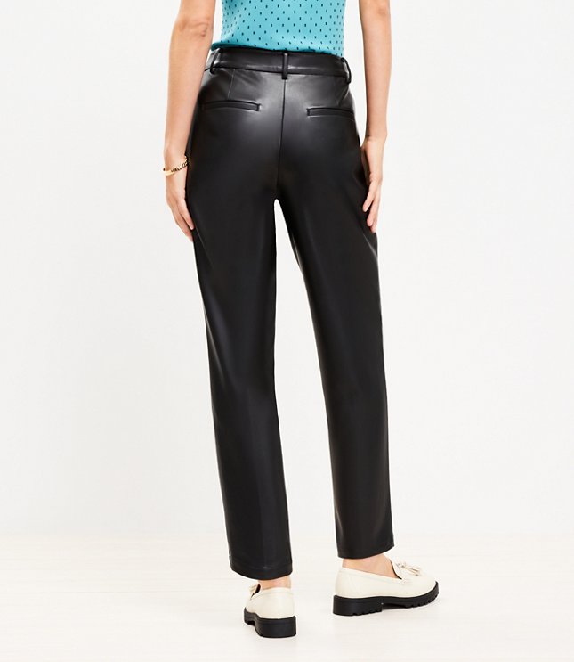 Tall Pleated Tapered Pants in Faux Leather