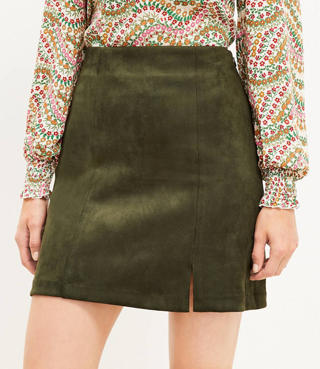 Tall Seamed Faux Suede Skirt