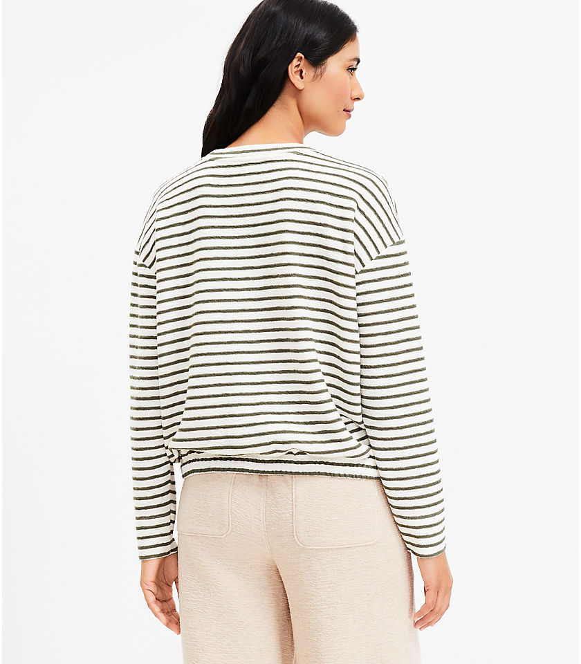 Lou & Grey Stripe Textured Drawstring Sweatshirt
