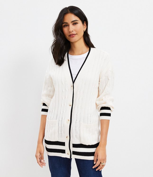 Petite Tipped Cable Pocket Cardigan