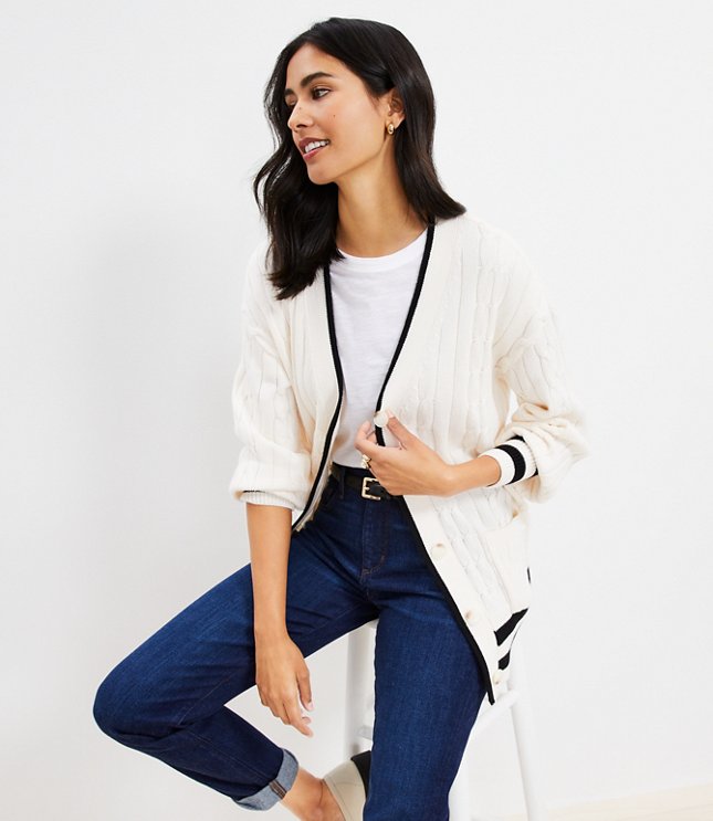 Petite Tipped Cable Pocket Cardigan