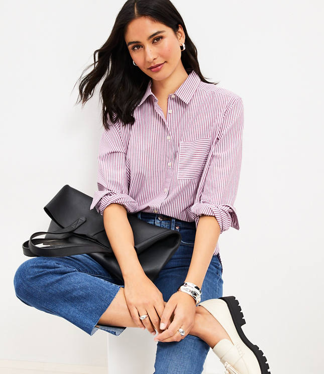 Petite Striped Relaxed Everyday Shirt