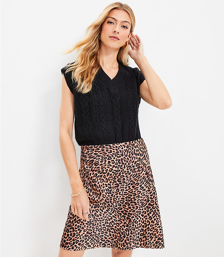 Petite Leopard Print Bias Skirt image number 0