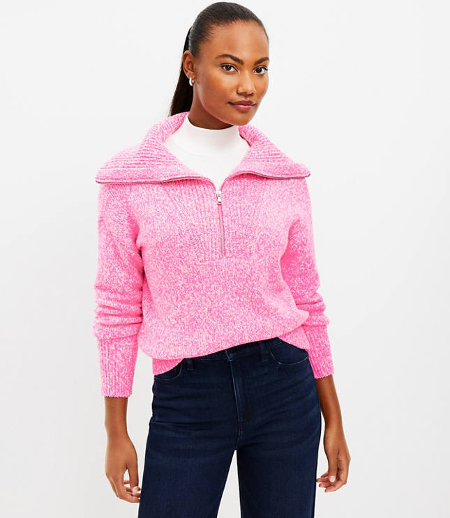 Pink half zip outlet sweater