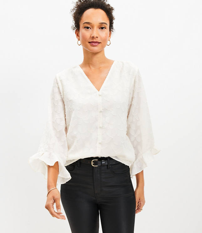 Buy LEYT Shirred Floral Blouse, Ruffle Hem Round Neck Slim Tunic Short  Sleeved Crewneck Shirred Blouse for Outdoor (M) at