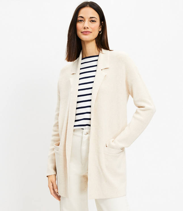 Ribbed Relaxed Open Sweater Blazer