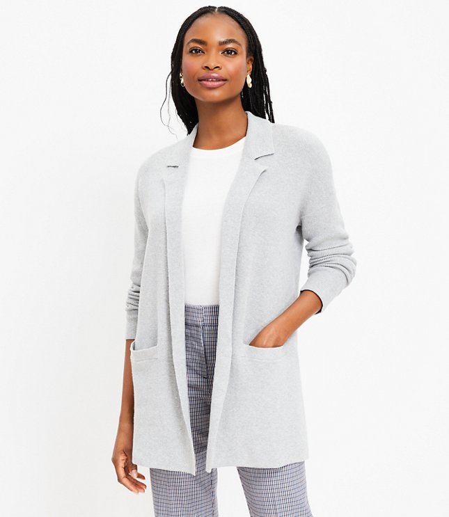 Ribbed Relaxed Open Sweater Blazer
