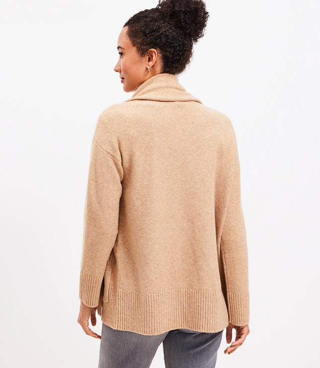 Scarf Neck Open Pocket Cardigan