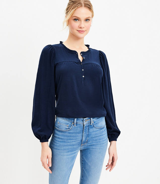 LAT Stand Ruffle Collar Blouse