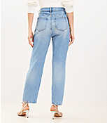 Rhinestone High Rise Straight Jeans in Vintage Distressed Wash carousel Product Image 3