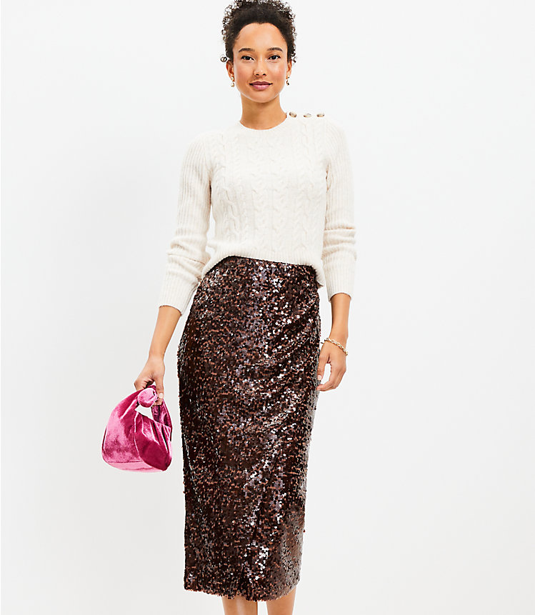 Sequin Wrap Midi Skirt image number 0