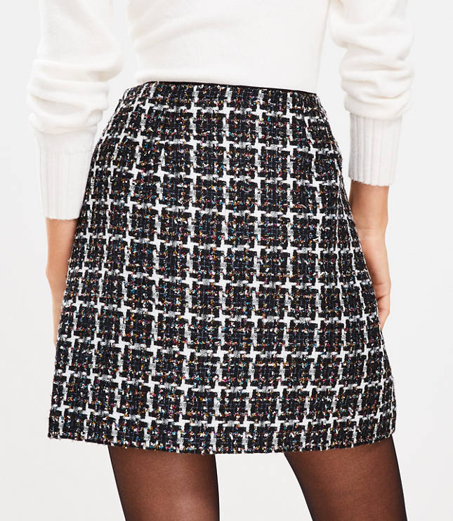 Tall Shimmer Tweed Shift Skirt