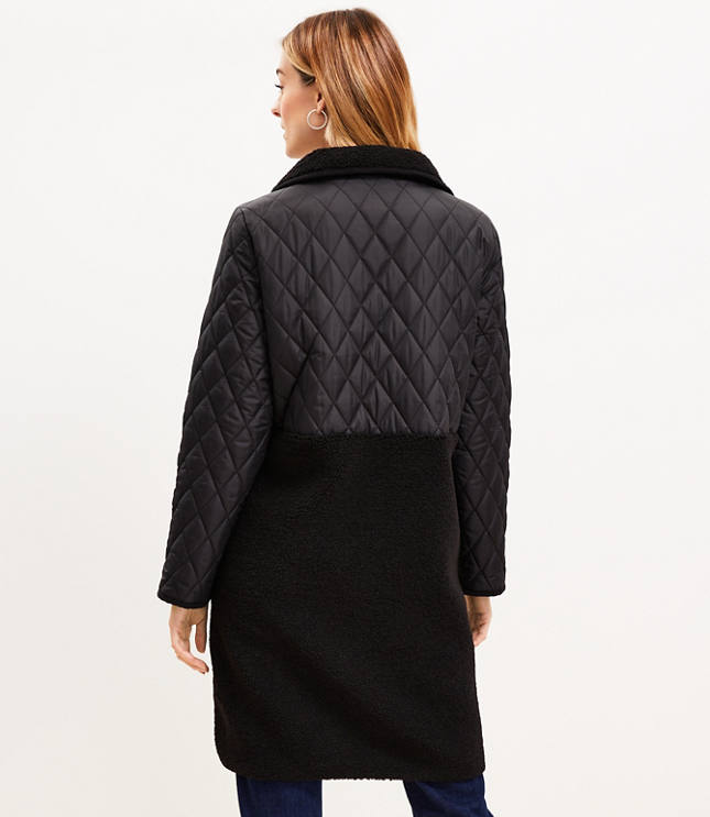 Shearling Mixed Media Coat