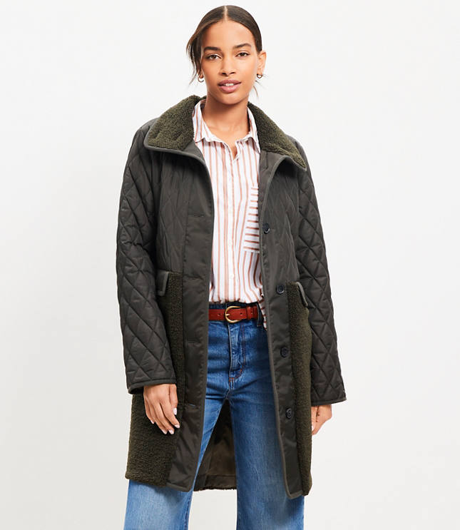 Shearling Mixed Media Coat