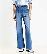 Petite Mariner High Rise Wide Leg Jeans in Vivid Light Indigo Wash carousel Product Image 1
