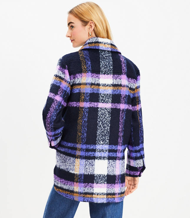 Plaid Boucle Shirt Jacket