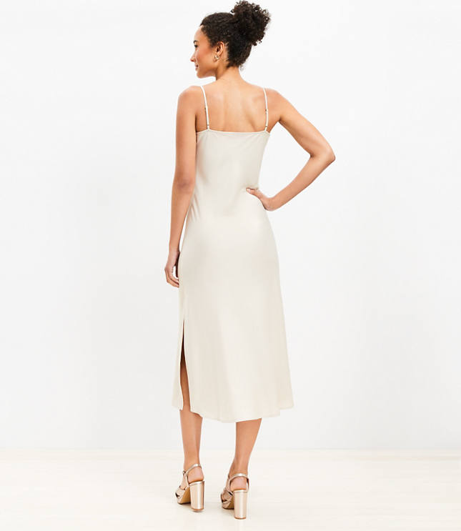 Satin Cowl Midi Slip Dress