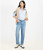Petite Crisscross Waist High Rise Straight Jeans in Authentic Vintage Mid Wash carousel Product Image 2