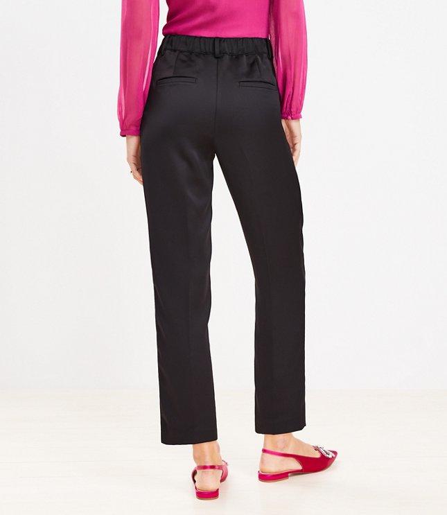 Petite Pleated Tapered Pants in Satin