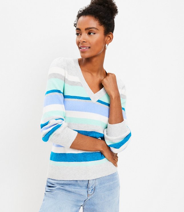Stripe Relaxed V-Neck Sweater