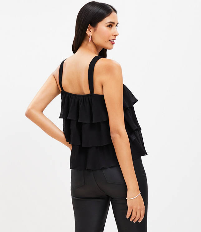 Solid Textured And Button Detail Ruffle Cami Top With Elastic Waist And Drawstring main image 1