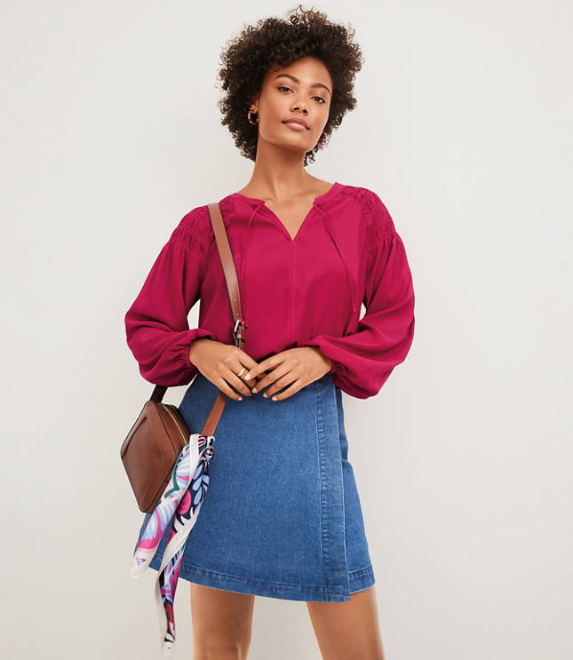 Buy denim wrap outlet skirt