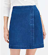 Denim Wrap Skirt in Clean Dark Wash carousel Product Image 2