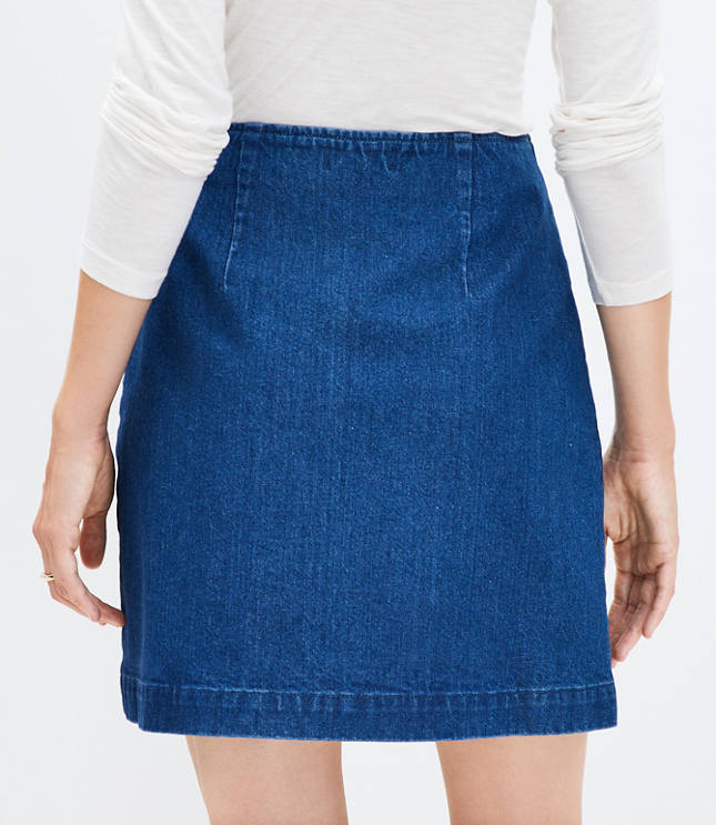 Denim Wrap Skirt in Clean Dark Wash