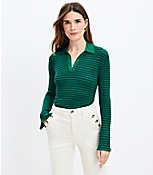 Stripe Ribbed Flare Sleeve Polo Sweater carousel Product Image 3