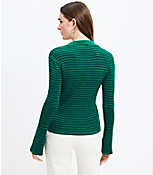 Stripe Ribbed Flare Sleeve Polo Sweater carousel Product Image 4