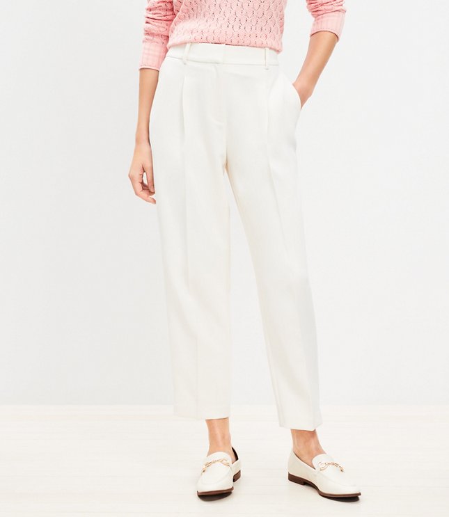 Pleated Tapered Pants in Crepe