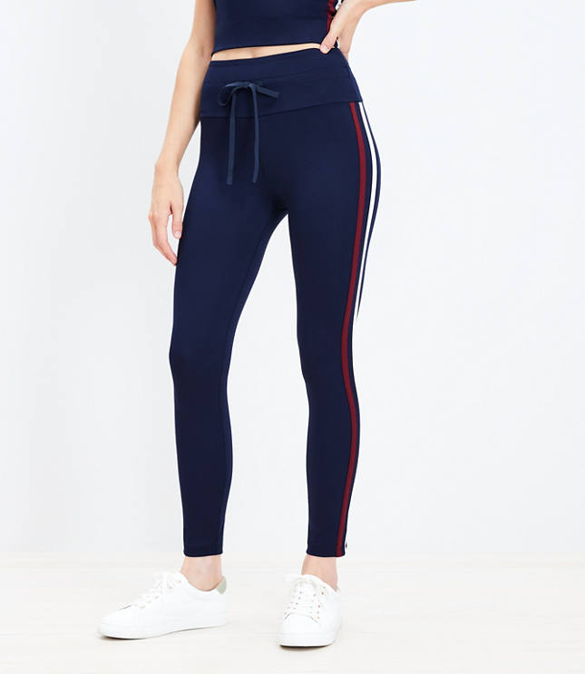 High-Waisted Side-Stripe Pocket Elevate 7/8-Length Leggings For Women