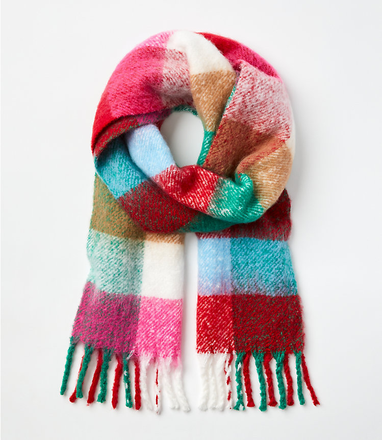 Fluffy Plaid Scarf image number null