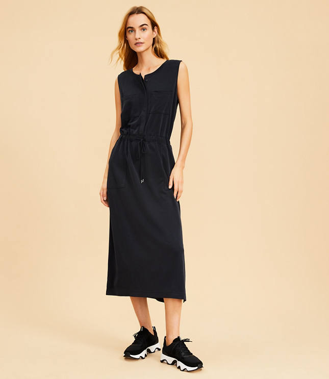 Lou Grey Sandwashed Midi Pocket Shirtdress