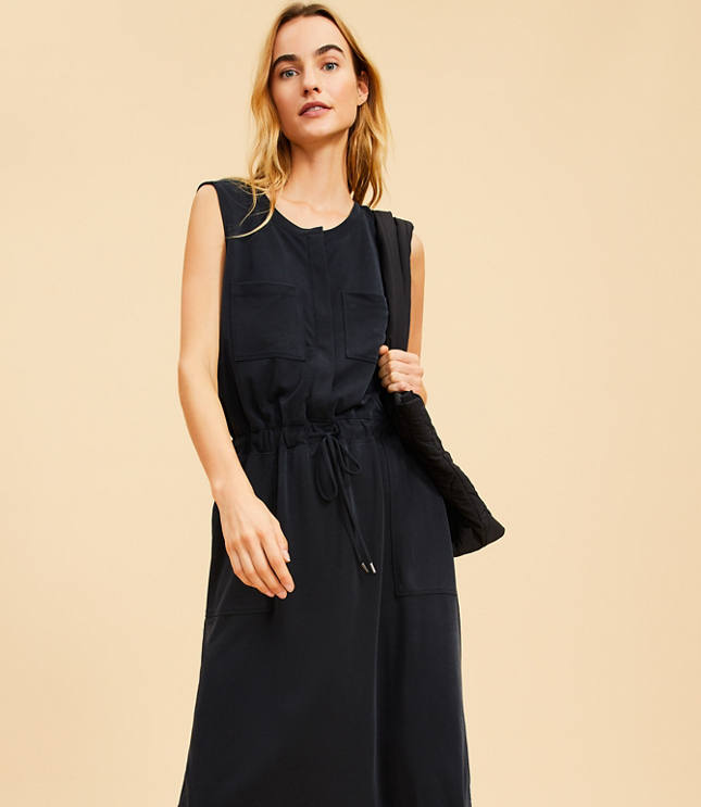 Flutter Sleeve Split Neck Swing Dress