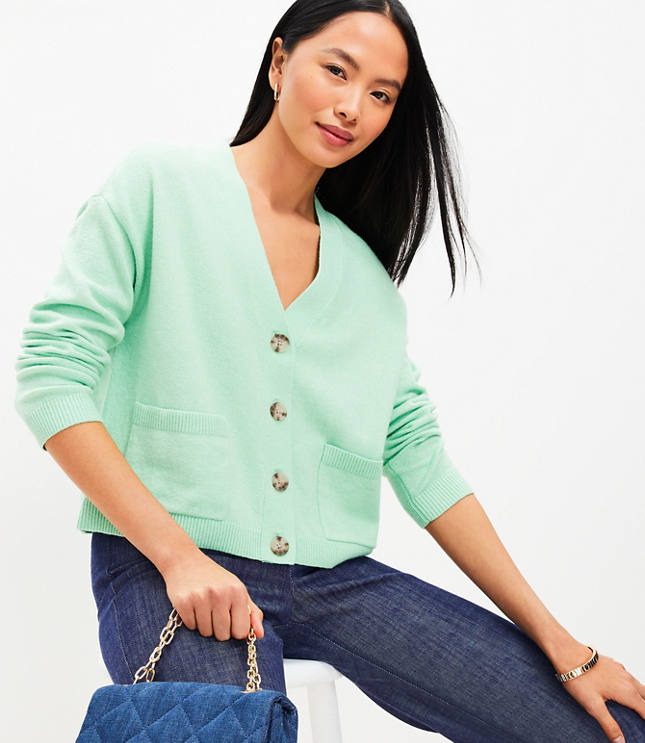 Loft Petite Ribbed Relaxed Open Sweater Blazer