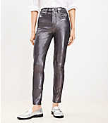 Coated High Rise Skinny Jeans in Pewter Metallic carousel Product Image 1