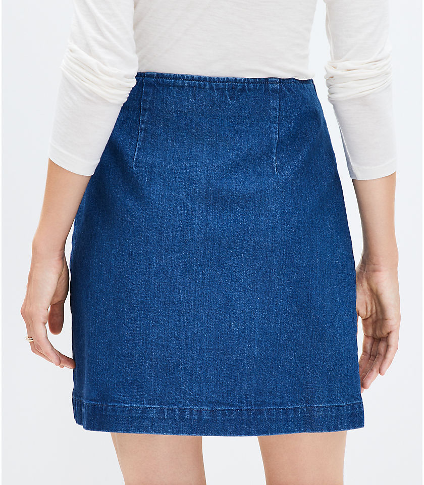 Petite Denim Wrap Skirt in Clean Dark Wash
