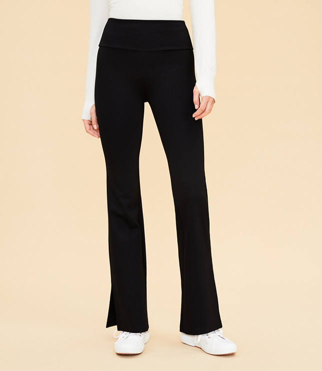 Lou & Grey Side Slit V-Waist Sporty Ponte Flare Pants