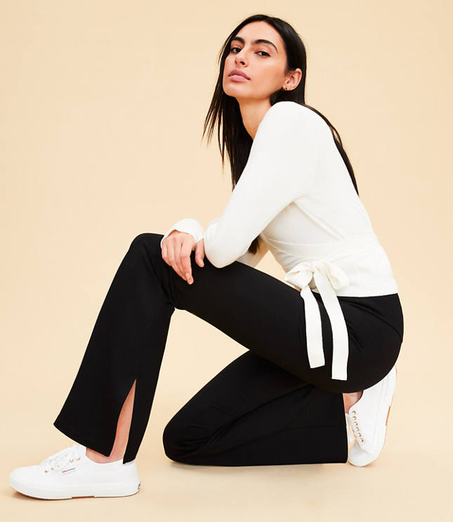 Lou & Grey Side Slit V-Waist Sporty Ponte Flare Pants