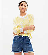 High Rise Carpenter Denim Roll Shorts in Authentic Vintage Mid Wash carousel Product Image 1