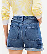 High Rise Carpenter Denim Roll Shorts in Authentic Vintage Mid Wash carousel Product Image 3