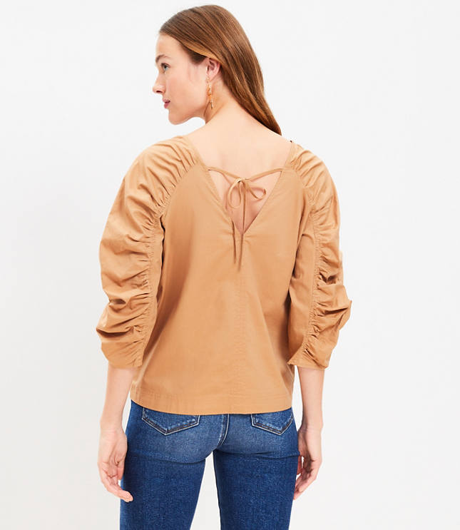 Cinched Sleeve V-Neck Blouse carousel Product Image 4