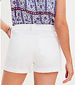 Mid Rise Denim Roll Shorts in White carousel Product Image 3